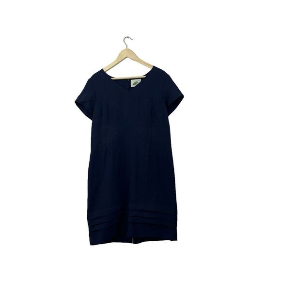 Nurture X-Large Dress Navy Blue V-Neck Short Sleeve Shift Rayon Nylon Womens - Picture 1 of 10